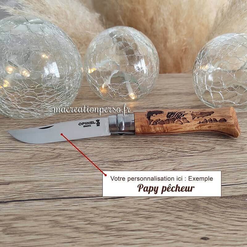 Opinel 08 pour pêcheur personnalisé