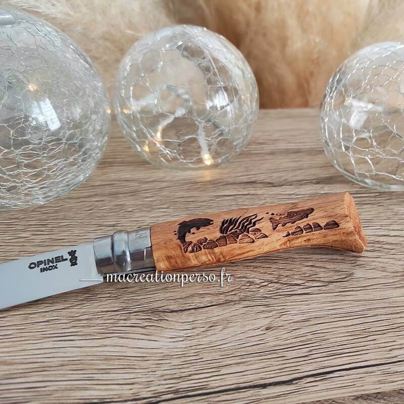 Couteau Opinel avec dessin poisson 