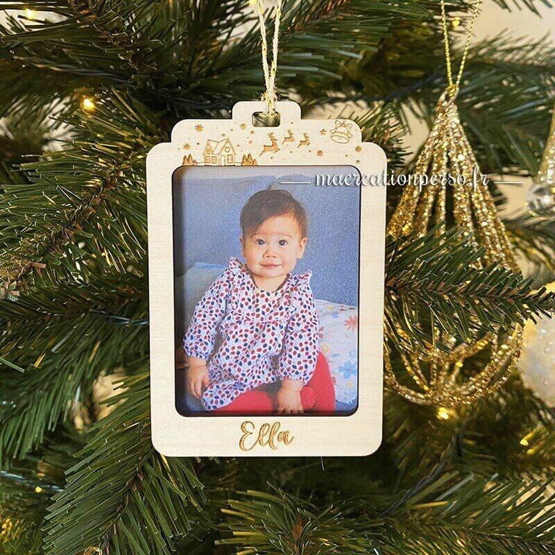 Boule de noël personnalisée photo prénom