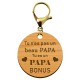 Porte-clé personnalisable en bois Papa bonus de taille 45 mm avec mousqueton de couleur or
