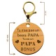 Dimensions du porte-clé en bois Papa bonus 45 mm avec mousqueton de couleur doré