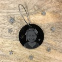 Photo Gravure Noir & Blanc sur boule plate - 5 cm - ma creation perso