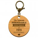 Porte-clé PAPA personnalisé  "Un homme formidable donne un PAPA exceptionnel" mousqueton bronze