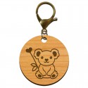 Porte-clés gravé koala en bois 45 mm mouqueton bronze