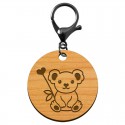 Porte clés koala bois rond mousqueton noir personnalisable