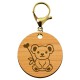 Porte-clé personnalisable en bois koala de taille 45 mm avec mousqueton de couleur or