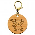 Porte cle koala personnalisé en bois rond 45 mm mousqueton or