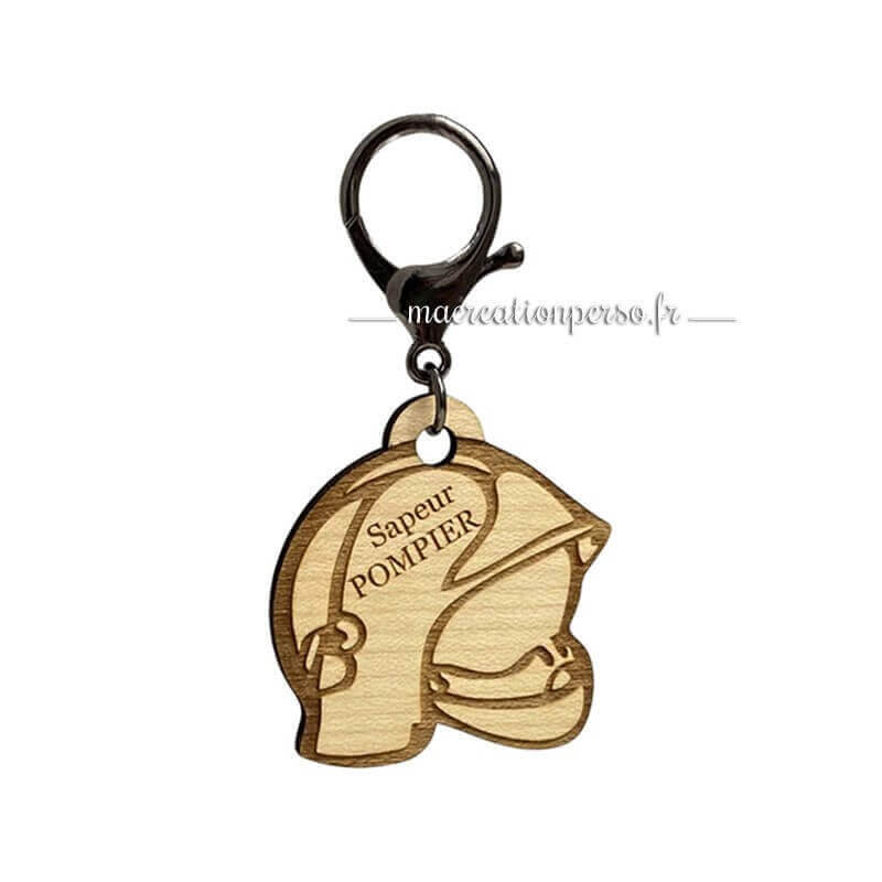 Porte-clés pompier en bois sapeur