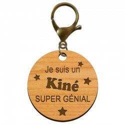 Porte-clé Kiné personnalisé en bois  "Je suis un Kiné super génial" - ma creation perso