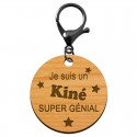 Porte-clé Kiné personnalisable en bois mousqueton noir