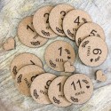 Cartes étapes grossesse bébé mois par mois gravées en liège