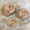Cartes étapes de bébé en liège made in France avec prénom