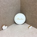 Marque place personnalisé rond en bois mariage anniversaire floral gravé prénom Charles