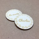 Marque place rond bois gravé avec prénoms