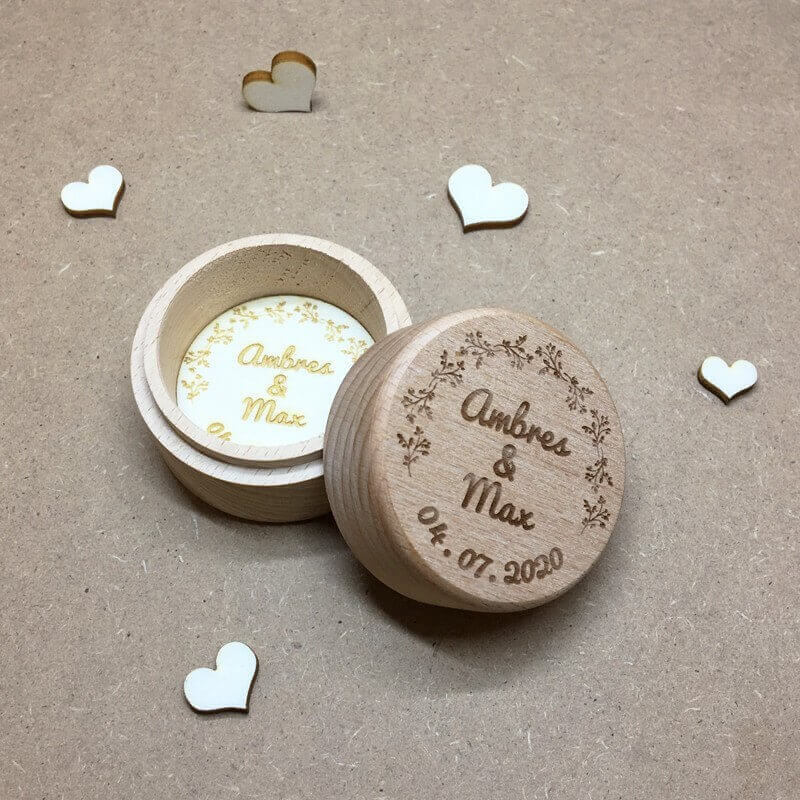 Boite Alliances mariage personnalisé en bois