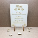 Idée repas mariage simple menu en bois gravé