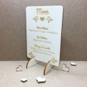 Carte menu mariage en bois gravé made in France