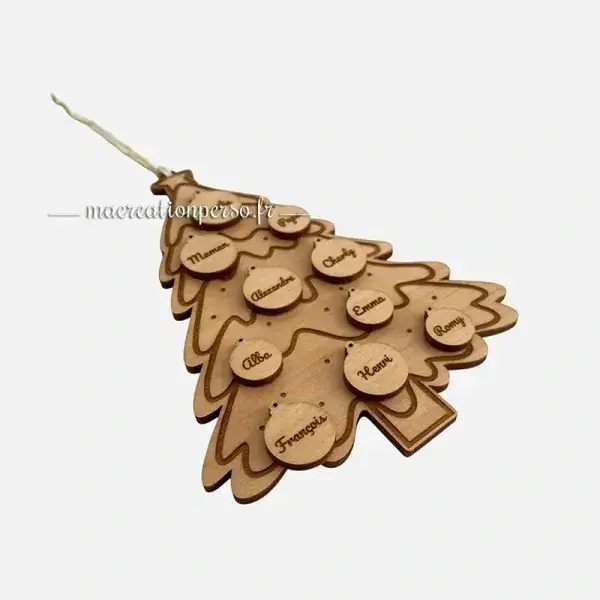 Mini sapin en bois boule prénom personnalisable