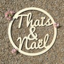 Cercle prénom personnalisé en bois Thaïs et Naël