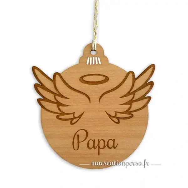 Boule ange personnalisée avec prénom gravé pour sapin de Noël
