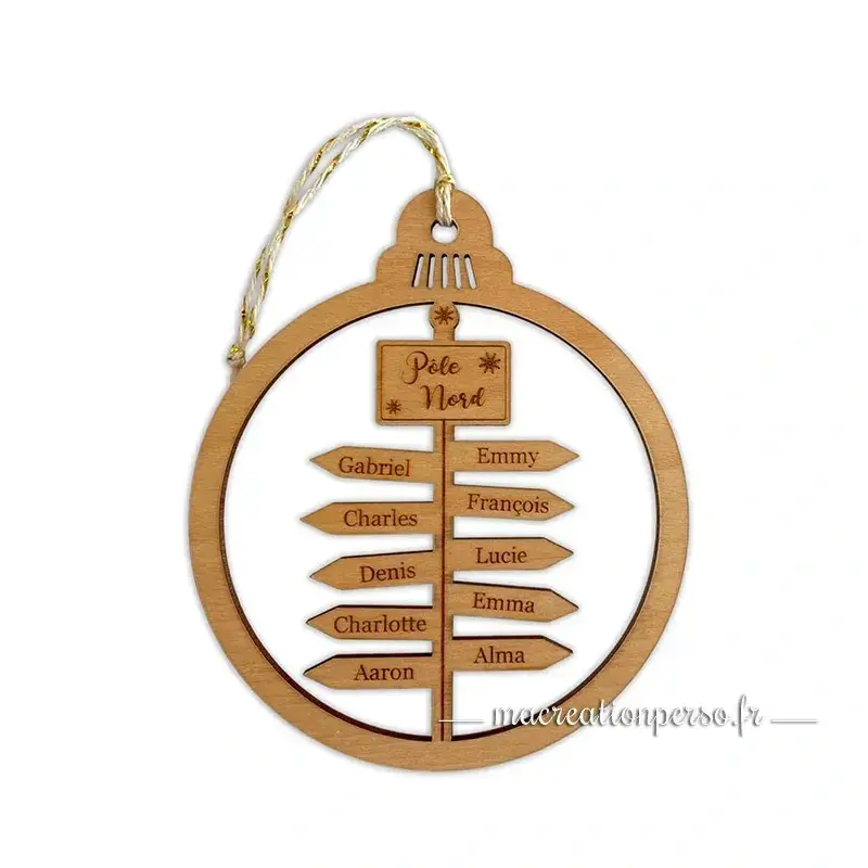 Décoration Noël famille bois gravé panneaux prénoms personnalisables