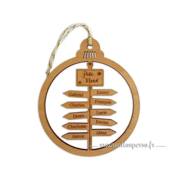 Décoration Noël famille bois gravé panneaux prénoms personnalisables