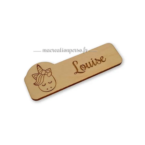 Badge enfant personnalisé licorne avec prénom Louise