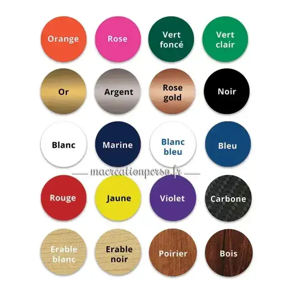 Nuancier des coloris disponibles pour le badge plastique personnalisé professionnel.