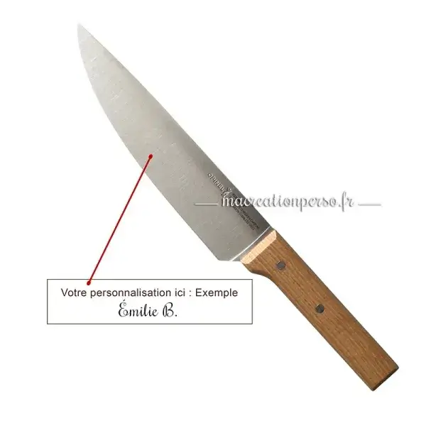Couteau de chef professionnel Parallèle Opinel, conçu pour une coupe précise et un confort optimal.