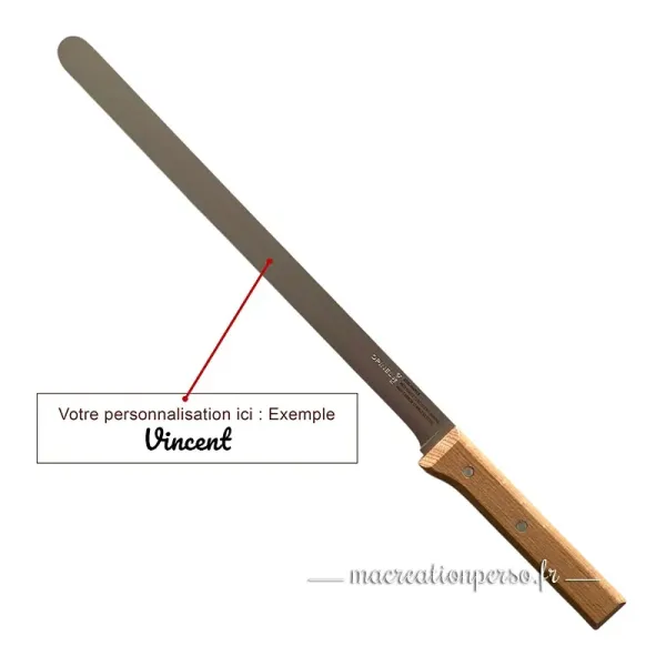 Couteau à jambon cru Opinel n°123 avec lame longue et manche en bois, conçu pour la découpe précise du jambon.