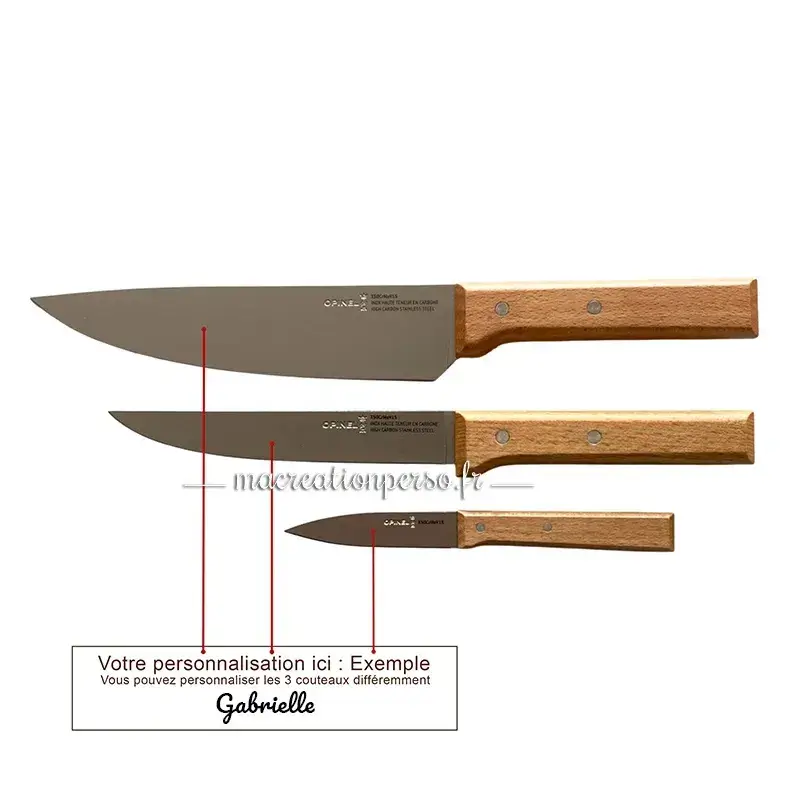 Couteaux Opinel Parallèle en acier inoxydable avec manches en bois de hêtre, alliant précision et élégance.