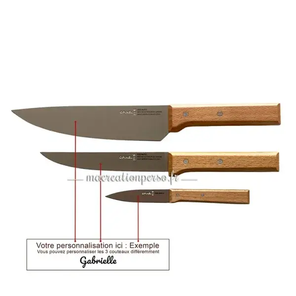 Couteaux Opinel Parallèle en acier inoxydable avec manches en bois de hêtre, alliant précision et élégance.