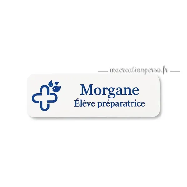 Badge préparatrice en pharmacie personnalisé avec prénom