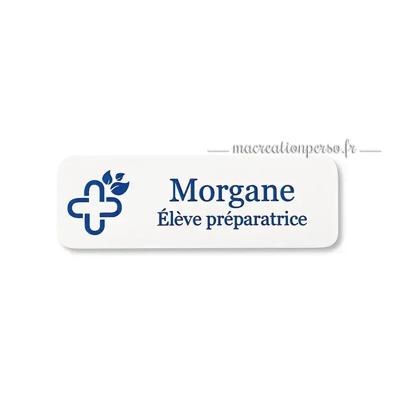 Badge préparatrice en pharmacie personnalisé avec prénom