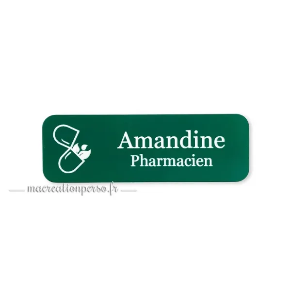 Badge pharmacien personnalisé avec prénom