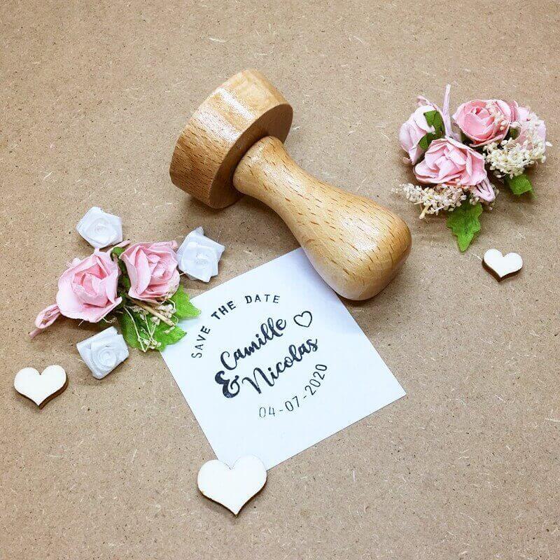 Tampon souvenir date mariage en bois