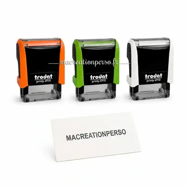 Empreinte du Trodat Printy 4910 adaptée aux textes courts ou petits logos.