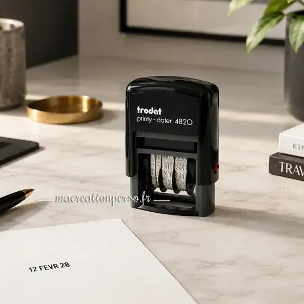 Réglage facile de la date avec molettes sur tampon Trodat 4820