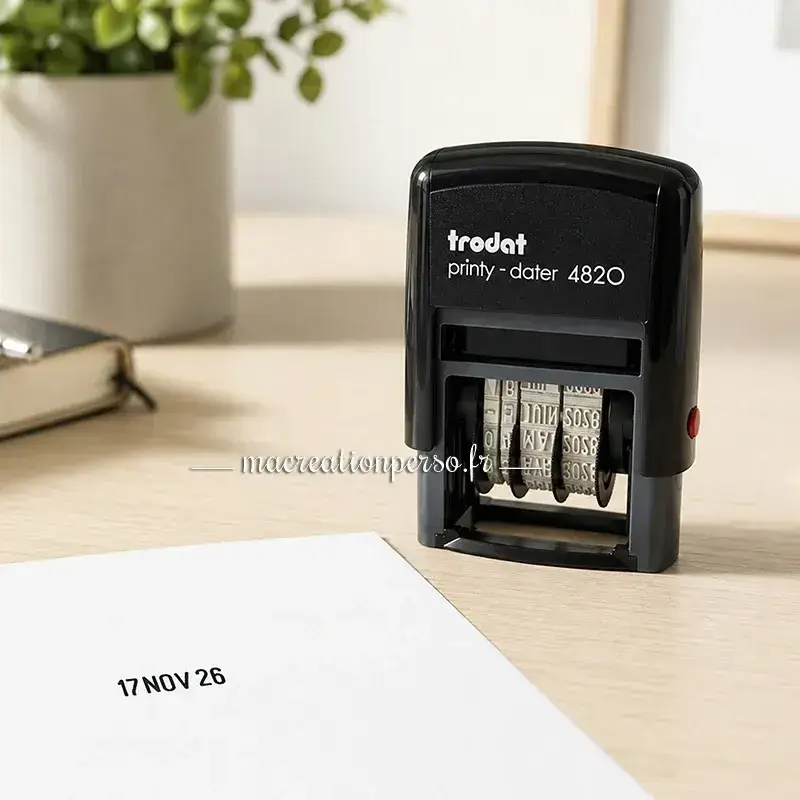 Empreinte du tampon dateur Trodat 4820 au format date jour mois année