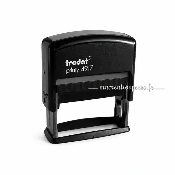 Tampon Trodat Printy 4917 personnalisé, format 50x10 mm, idéal pour 2 lignes de texte ou un logo simple
