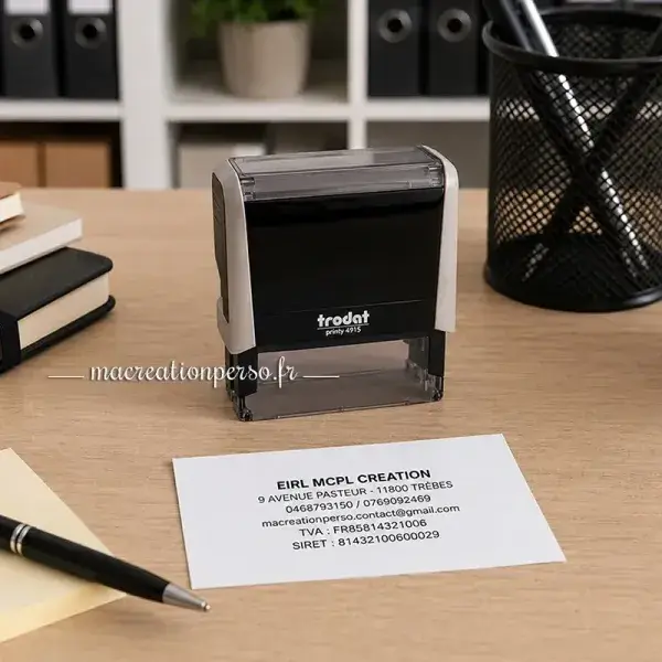 Empreinte du Trodat 4915 idéale pour texte et logo en plusieurs lignes.