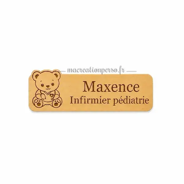 Badge infirmier pédiatrie personnalisé avec prénom fabriqué en France