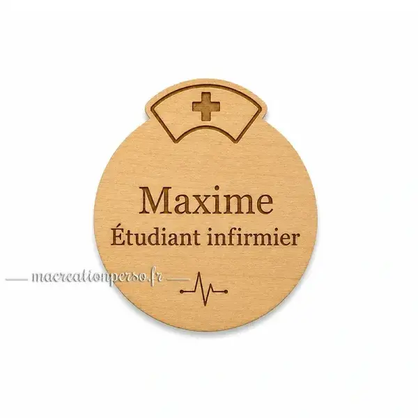 Badge étudiant infirmier personnalisé avec prénom fabriqué en France