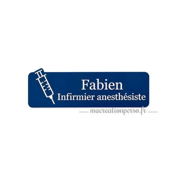 Badge infirmier anesthésiste personnalisé avec prénom fabriqué en France