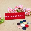 Plaque PAS DE PUB merci rectangle rouge gravure blanche