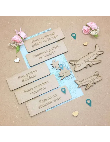 Plaquette personnalisée pour carte du monde en bois personnalisable - 82 x 25 mm