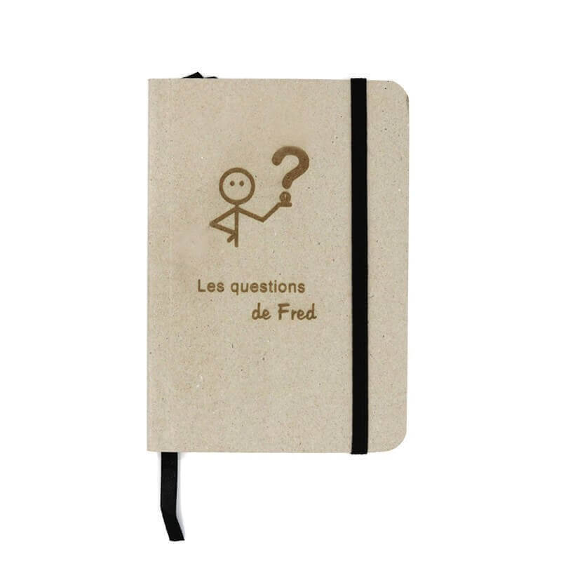 Bloc note personnalisable gris avec élastic noir