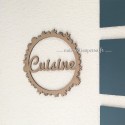 Mot cuisine decoupé dans cercle fleuri en bois personnalisé 