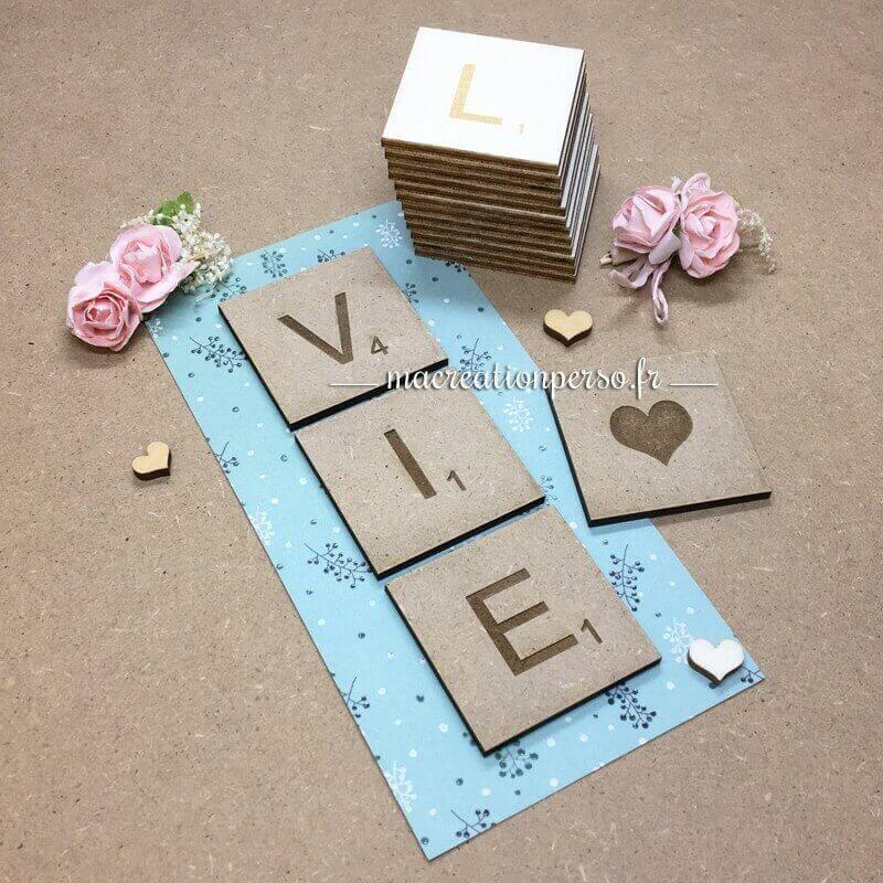 Lettre scrabble en bois géante coeur