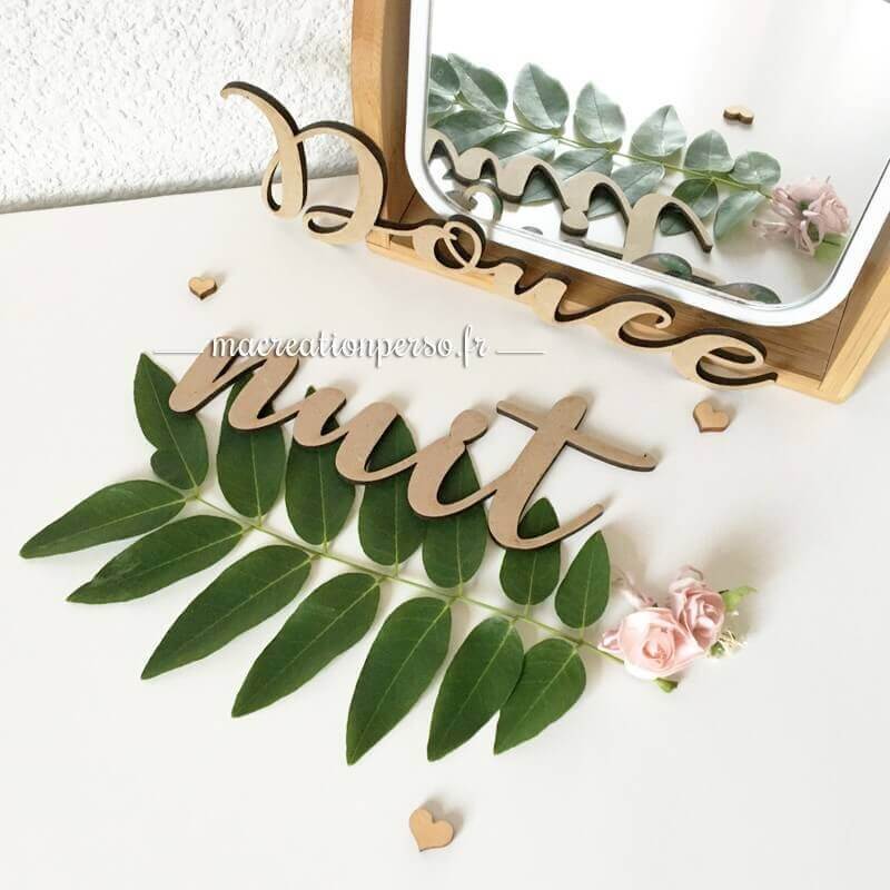 Mot découpé Douce nuit pour décoration porte ou mur